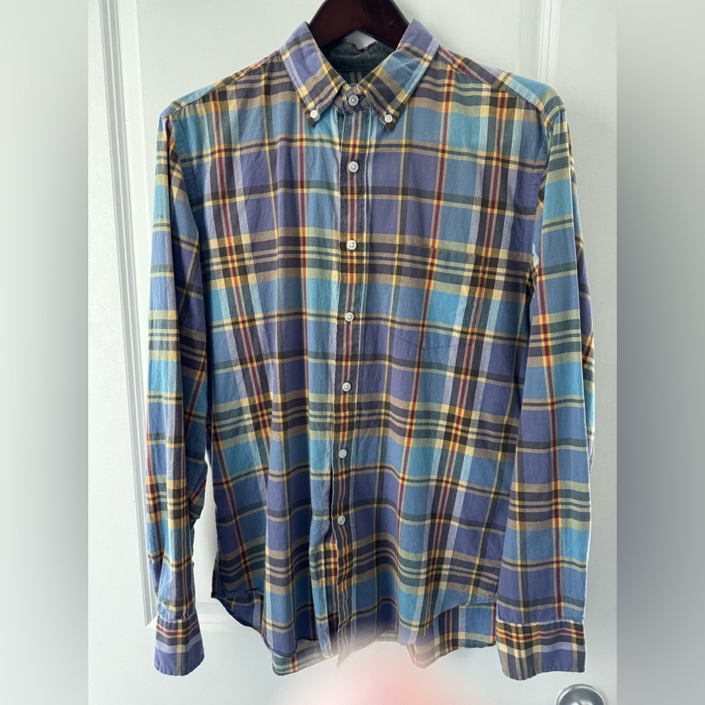 J Crew "Tailored By J.Crew" Madras Plaid Button Down Shirt Size Medium